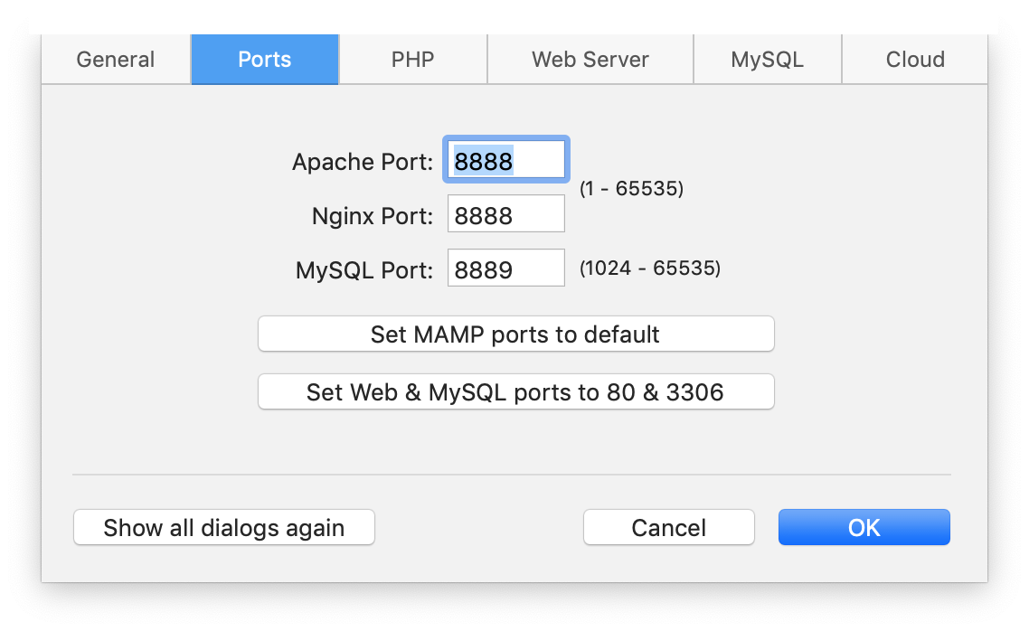 MAMPのApacheのデフォルトのポート番号は8888になっている